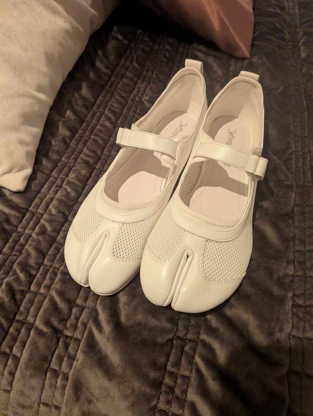 Jeffrey Campbell White Mary Jane Tabi Sneakers (Leather)